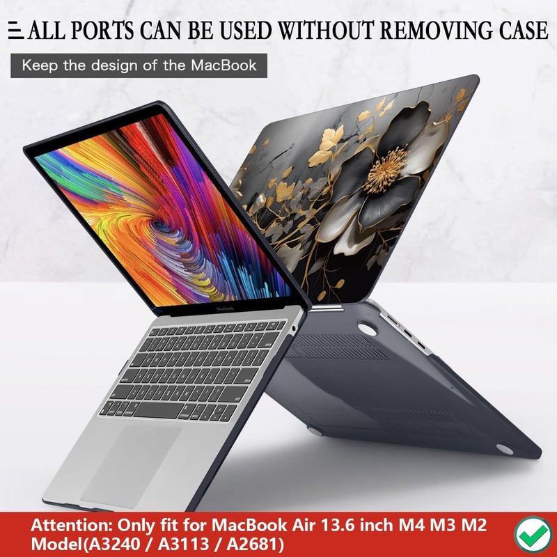CISSOOK Compatible with MacBook Air 13.6 inch 2025 2024 2023 2022 Release M4 A3240 M3 A3113 A2681 M2, Floral Hard Shell Case Keyboard Skin Cover Screen Protector - Abstract Oil Painting - Image 5